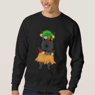 Hund Luau Party Aloha Hawaii Hula Scottish Terrier Lång Ärmad Tröja