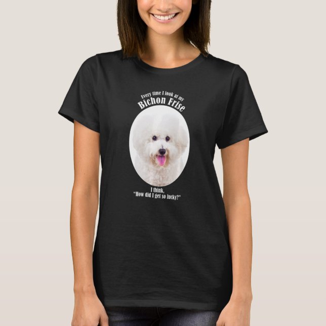 Hund Lucky Bichon T Shirt (Framsida)