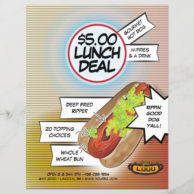 Hund Lunch Deal för hett Reklamblad (Framsidan)
