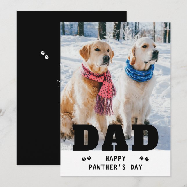 Hund Lycklig Fars dag Paw Skriv ut ett lustigt fot Julkort (Fram/baksida)