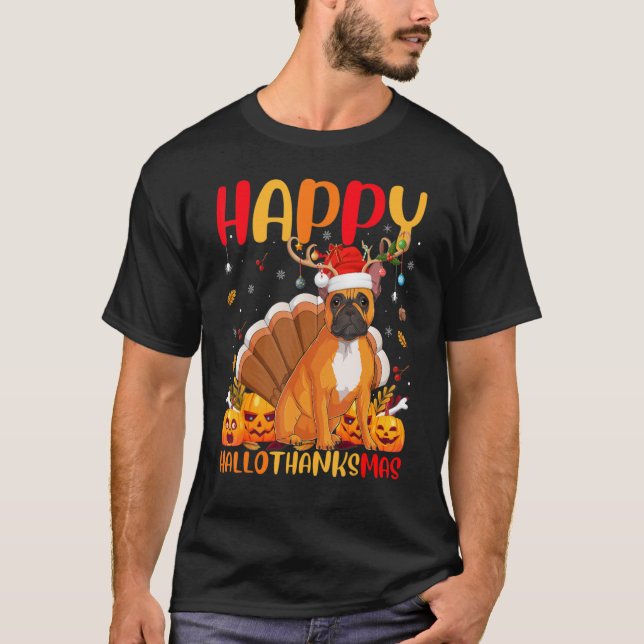 Hund Lycklig Fransk Bulldog Hellothanksmas T Shirt (Framsida)