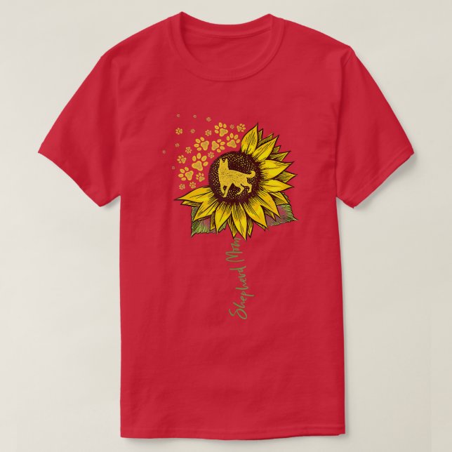 Hund M för tyska schepherd Mamma Solros Shepherd G T Shirt (Design framsida)