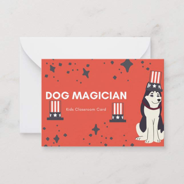 Hund Magician Kids Classroom Valentineser Anteckningskort (Framsida)
