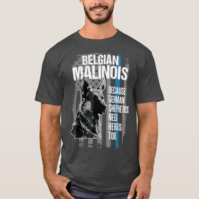 Hund Malinois Tshirt Funny K9 Thin Blue T Shirt (Framsida)