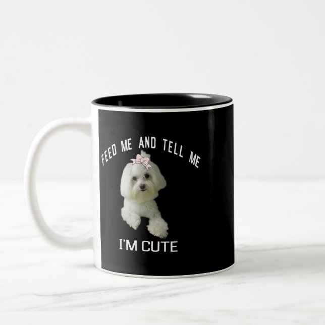 Hund maltesiska Cute Maltese Hund Funny Quote Pupp Två-Tonad Mugg (Vänster)