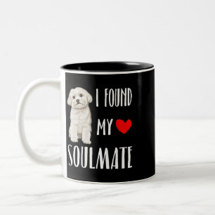 Hund maltesiska Jag hittade min soulrat på maltesi Två-Tonad Mugg