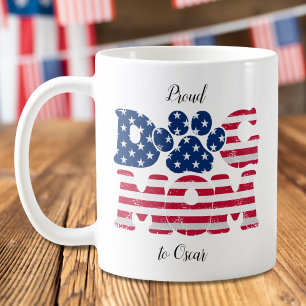 Hund Mamma American Flagga Grunge Rött vitt blått Kaffemugg