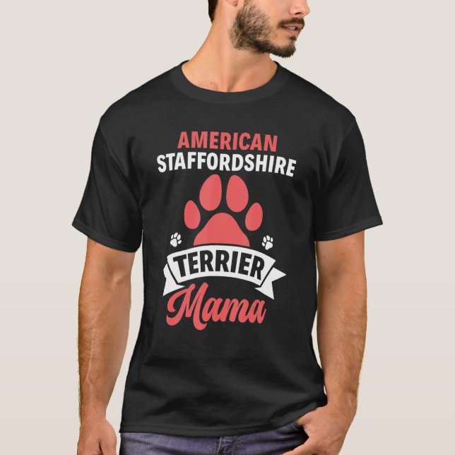 Hund Mamma Amstaff American Stafford Terrier Mam T Shirt (Framsida)