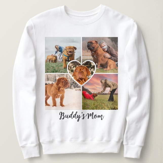 Hund Mamma Anpassningsbar 5 Pet Photo Collage Grid T Shirt (Design framsida)