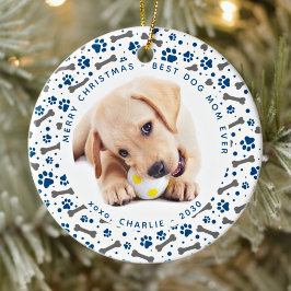 HUND MAMMA Anpassningsbar Pet Photo Tass avtryck j Julgransprydnad Keramik