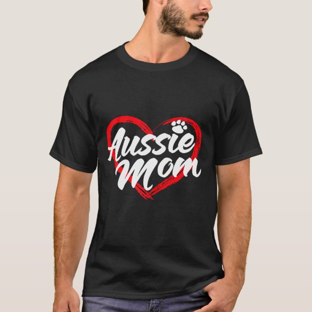 hund Mamma Aussie Shepard Mamma Hund T Shirt (Framsida)