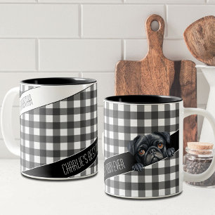 Hund Mamma Buffalo Play White Black Pug Anpassning Två-Tonad Mugg