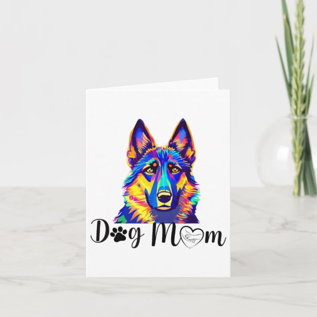 Hund Mamma Coola Färgfull tysk shepherd Heart Tass Kort (Framsida)