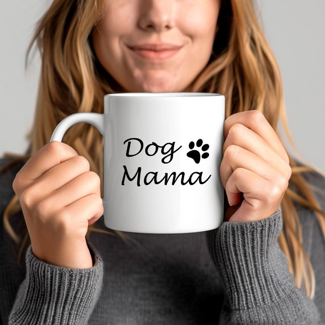 Hund Mamma - Cute Black & White Hundälskares Offer Kaffemugg (Dog Mama - Cute Black & White Dog Lovers Quote Coffee Mug)