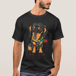 Hund-Mamma Dachshund-cute med Ro Älskare T Shirt