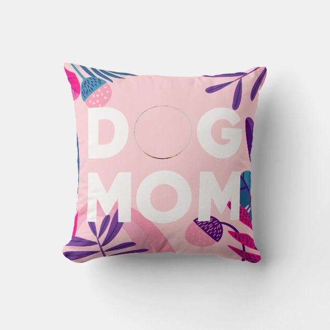 HUND MAMMA, ditt Valp-foto, Rosa Flowers & Löv Kudde (Framsida)