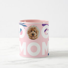 HUND MAMMA, ditt Valp-foto, Rosa Flowers & Löv Mugg