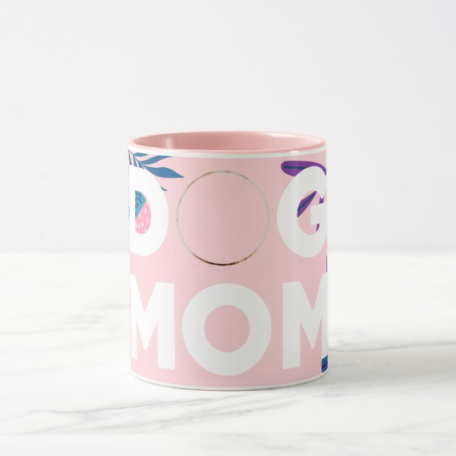 HUND MAMMA, ditt Valp-foto, Rosa Flowers & Löv Mugg (Center)