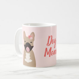 Hund Mamma Fransk Bullhund Smiling Flowers Rosa Kaffemugg
