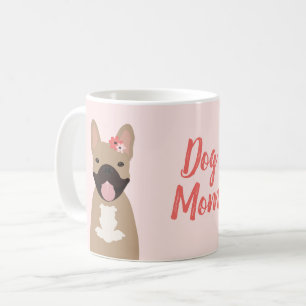 Hund Mamma Fransk Bullhund Smiling Flowers Rosa Kaffemugg