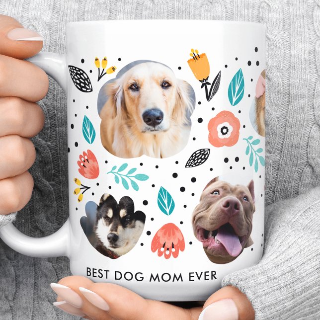 Hund Mamma Garden Colorful Blommigt Pet Photo Coll Kaffemugg (Skapare uppladdad)
