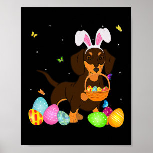Hund Mamma Gift Cute Bunny Dachshund Eggs Påsk Day Poster