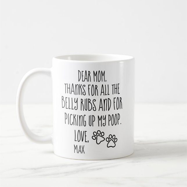 Hund Mamma Gift, Personligen Mors dag Hund Mamma Kaffemugg (Vänster)