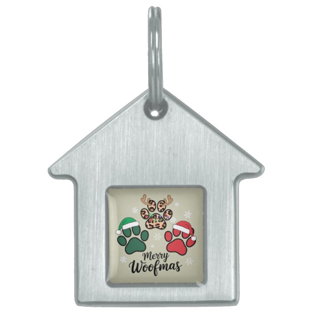Hund Mamma God jul Woofmas Hund älskare Julafton ID-bricka Husdjur (Framsidan)