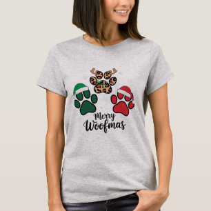 Hund Mamma God jul Woofmas Hund älskare Julafton T Shirt