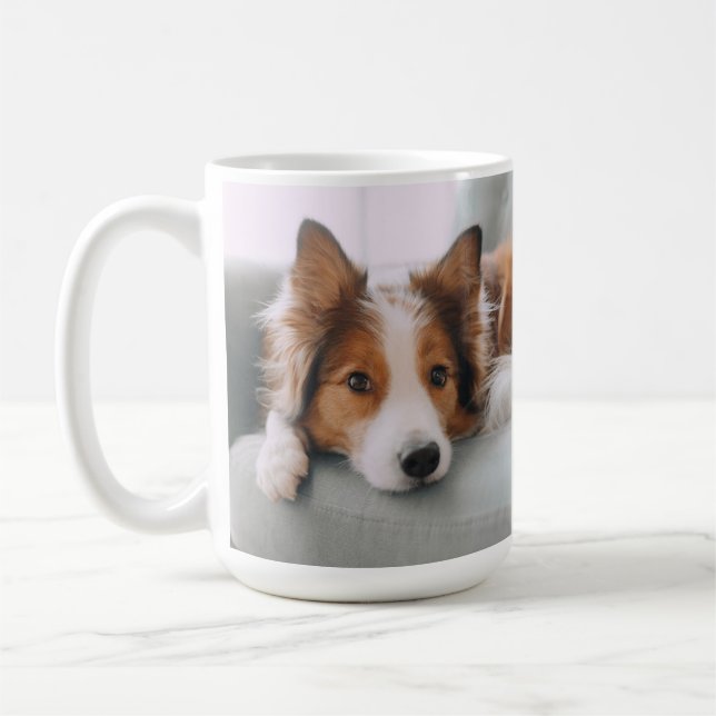 Hund Mamma Hund Photo Rosa Tass avtryck Best Hund  Kaffemugg (Vänster)