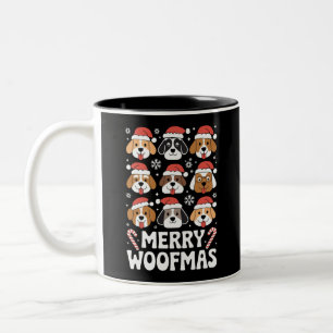 Hund Mamma jul Merry Woofmas Hund älskare Två-Tonad Mugg