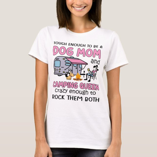 Hund mamma och campingdrottning rolig t shirt (Framsida)