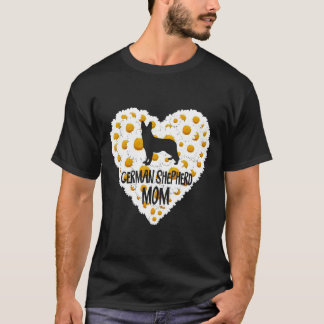 Hund Mamma på Kärlek Heart White Daisy Flowers Ger T Shirt