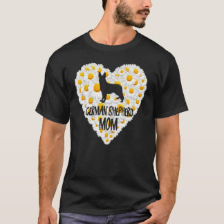Hund Mamma på Kärlek Heart White Daisy Flowers Ger T Shirt