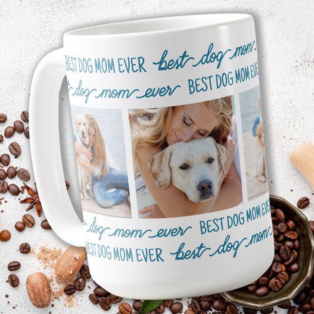 HUND MAMMA Personlig 4 Foton Kaffemugg (Skapare uppladdad)