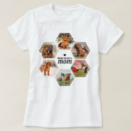 Hund Mamma Personlig 6 Pet Photo Collage med Namn T Shirt