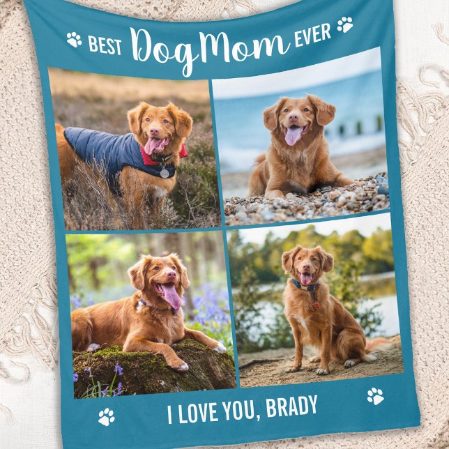 HUND MAMMA Personlig Bilder Collage Simple Photo Fleecefilt (Skapare uppladdad)