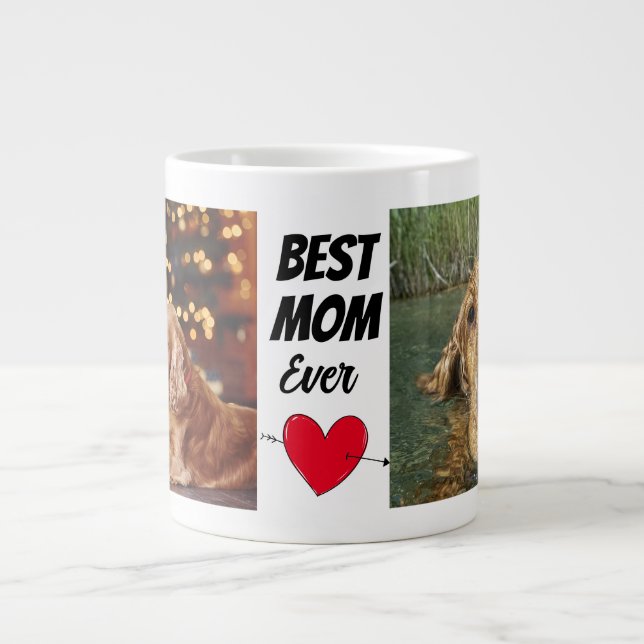 Hund Mamma..Personlig två foto och text Jumbo Mugg (Framsidan)
