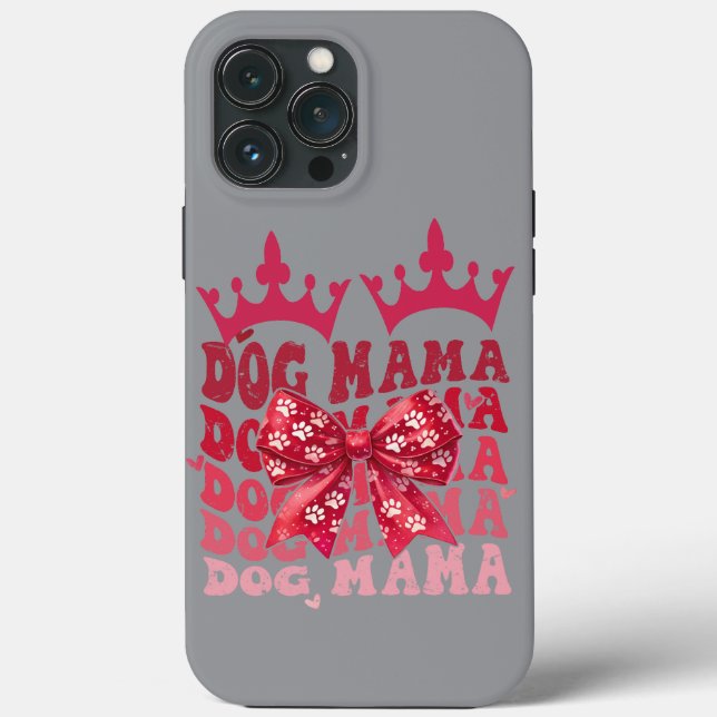 Hund Mamma Phone Case med Krona och Bow (Baksida)