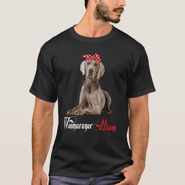 Hund Mamma Puppy Mamma Weimaraner T Shirt (Framsida)