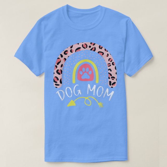 Hund Mamma Rainbow Leopard Rosa Hund Mamma Cute  T Shirt (Design framsida)