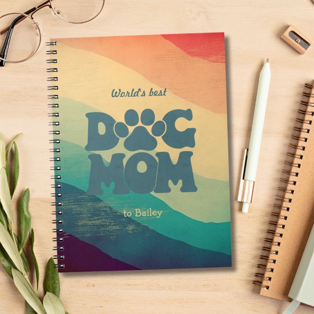 Hund Mamma Retro Groovy Personlig Anteckningsbok (Skapare uppladdad)