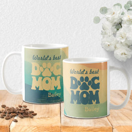 Hund Mamma Retro Groovy Personlig Kaffemugg