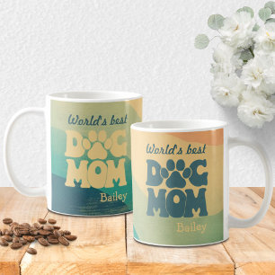 Hund Mamma Retro Groovy Personlig Kaffemugg
