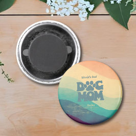 Hund Mamma Retro Groovy Personlig Magnet