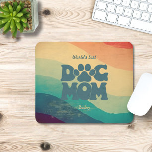 Hund Mamma Retro Groovy Personlig Musmatta