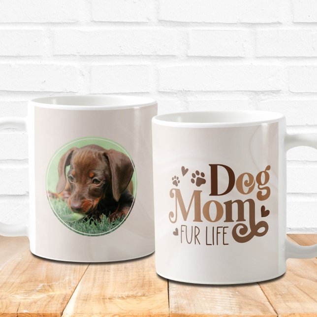 Hund Mamma Retro Typography Dachshund Photo Anpass Kaffemugg (Skapare uppladdad)
