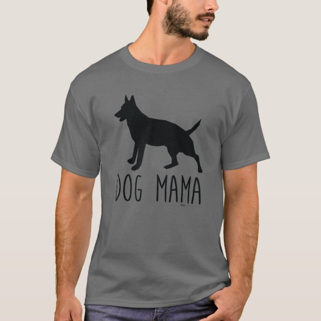 Hund Mamma Silhouette Ord Design T Shirt (Framsida)