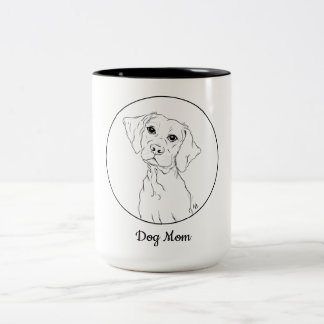 Hund Mamma Simple Line Art Teckning Mugg