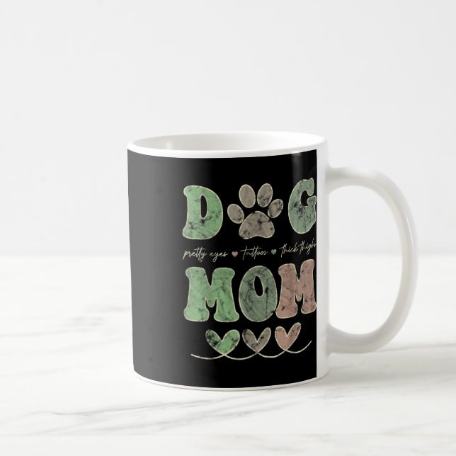 Hund Mamma Söt Öga Tattoos Thick Thigh Funny Kaffemugg (Höger)